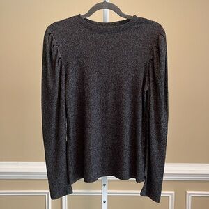 BP Gray Ribbed Long Sleeve Sweater with Shoulder Detail Size L